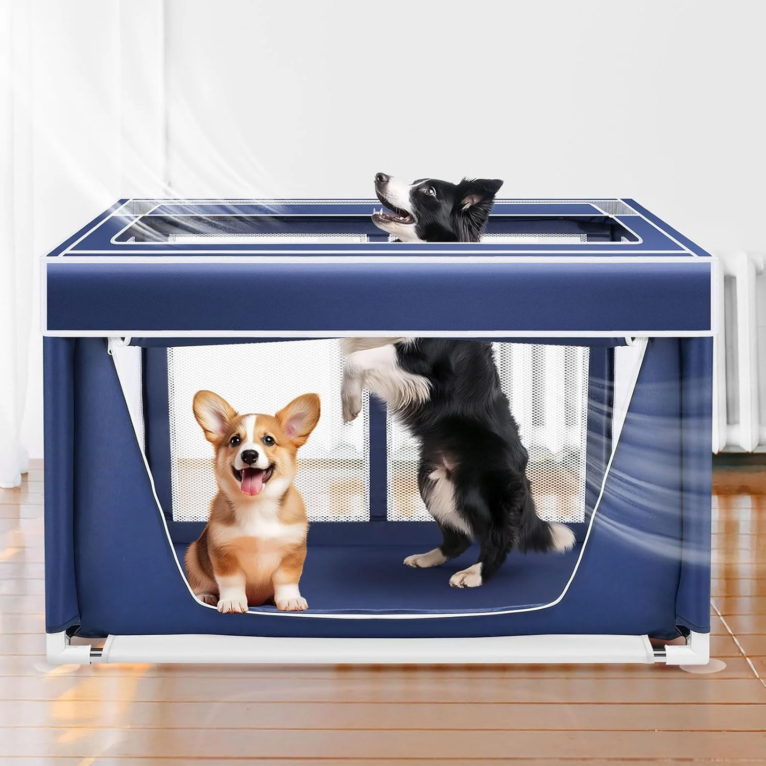 محوطه بازی سگ - محوطه بازی توله سگ با سقف جداشدنی، محوطه بازی سگ در داخل خانه 106x106x65 سانتی متر برای سگ های کوچک و حیوانات کوچک، حصار سگ داخلی و خارجی، حیاط بازی سگ با درب زیپ دار محوطه بازی سگ - محوطه بازی توله سگ با سقف جداشدنی، محوطه بازی سگ در داخل خانه 106x106x65 سانتی متر برای سگ های کوچک و حیوانات کوچک، حصار سگ داخلی و خارجی، حیاط بازی سگ با درب زیپ دار