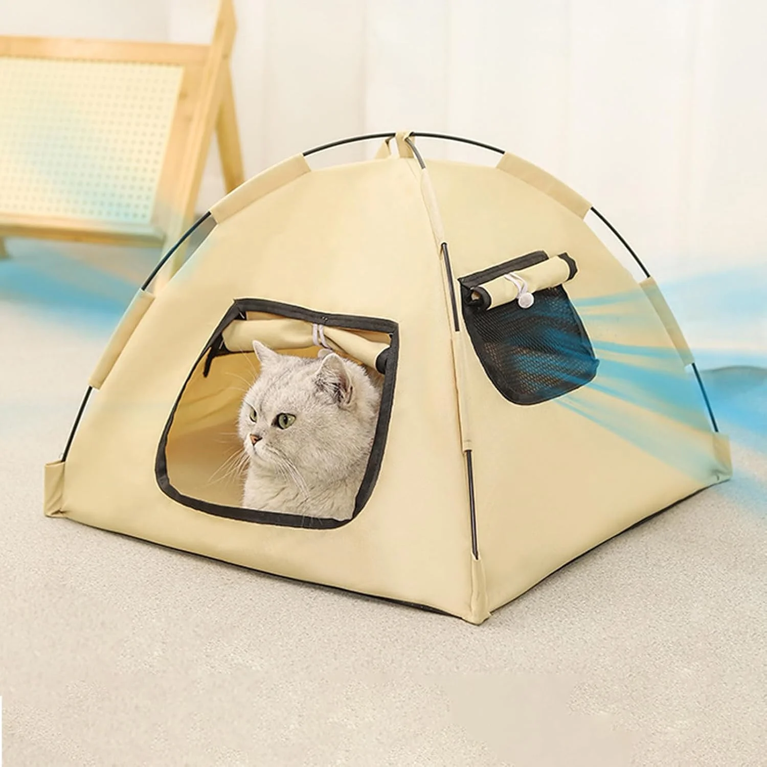 چادر سگ، پناهگاه آفتابگیر تاشو برای بچه گربه - چادر قابل حمل و تنفسی گربه برای حیوانات کوچک، مسافرت ساحلی، کمپینگ، بالکن، ماجراجویی، پاسیو تابستانی، سفر در فضای باز