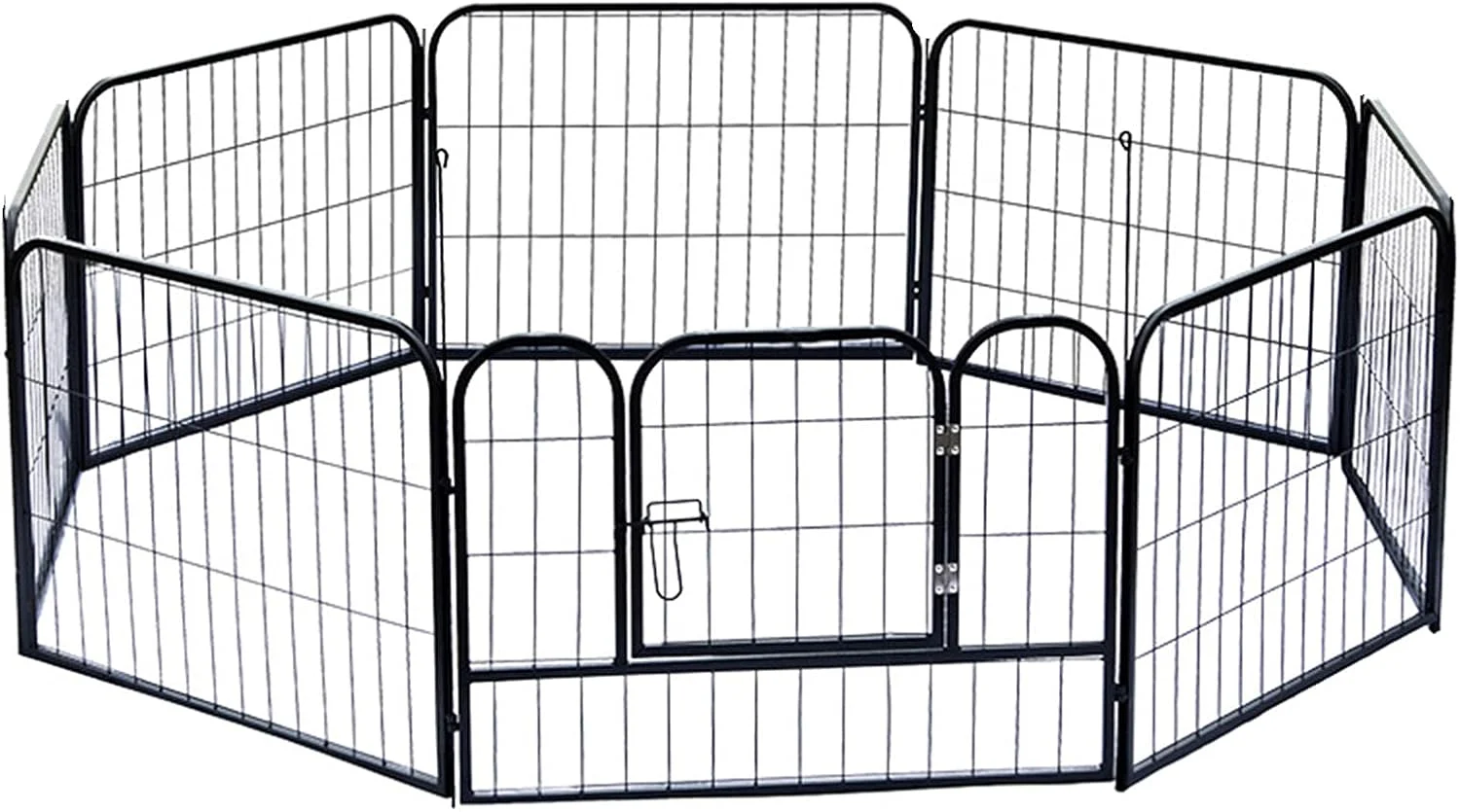 محوطه بازی سگ - قفس تاشو برای توله سگ، حصار فلزی برای سگ و گربه، مناسب فضای داخلی و خارجی، 8 پنل مشکی (8 عدد 60 * 80 سانتی متر (ارتفاع*عرض))