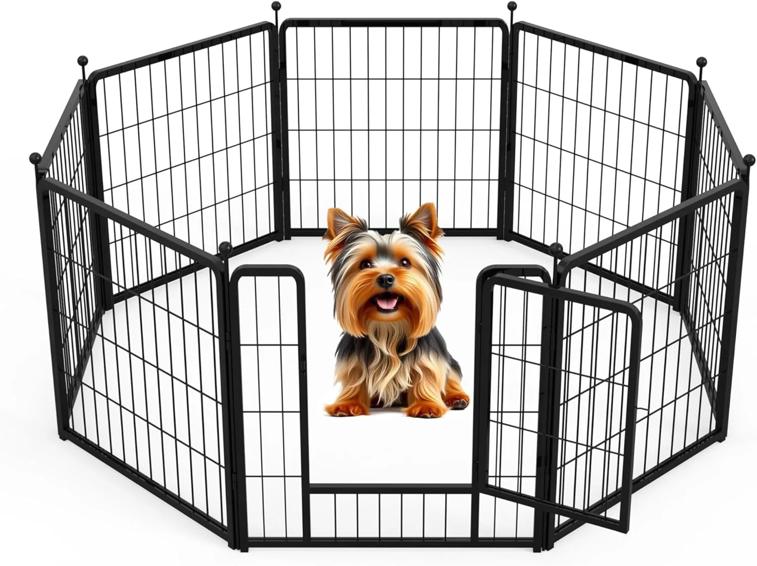محوطه بازی سگ 24 اینچی 8 پنلی، محوطه بازی فلزی سنگین برای حیوانات خانگی، مناسب فضای داخلی و خارجی، کمپینگ، حیاط، RV، حصار باغ، پاسیو خصوصی، مشکی