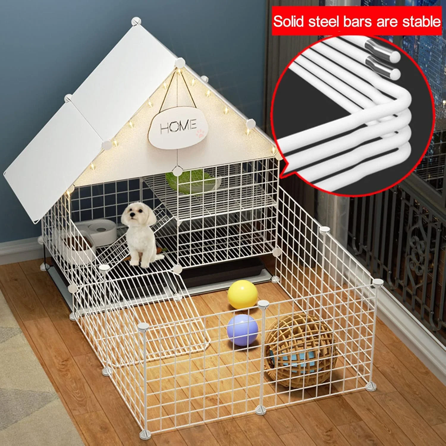 محوطه بازی سگ - محوطه بازی حیوانات خانگی DIY قفس گربه سگ محوطه داخلی قفس حیوانات کوچک برای استفاده در فضای داخلی و خارجی حصار سیمی فلزی حیاط برای توله سگ بچه گربه خوکچه هندی خرگوش