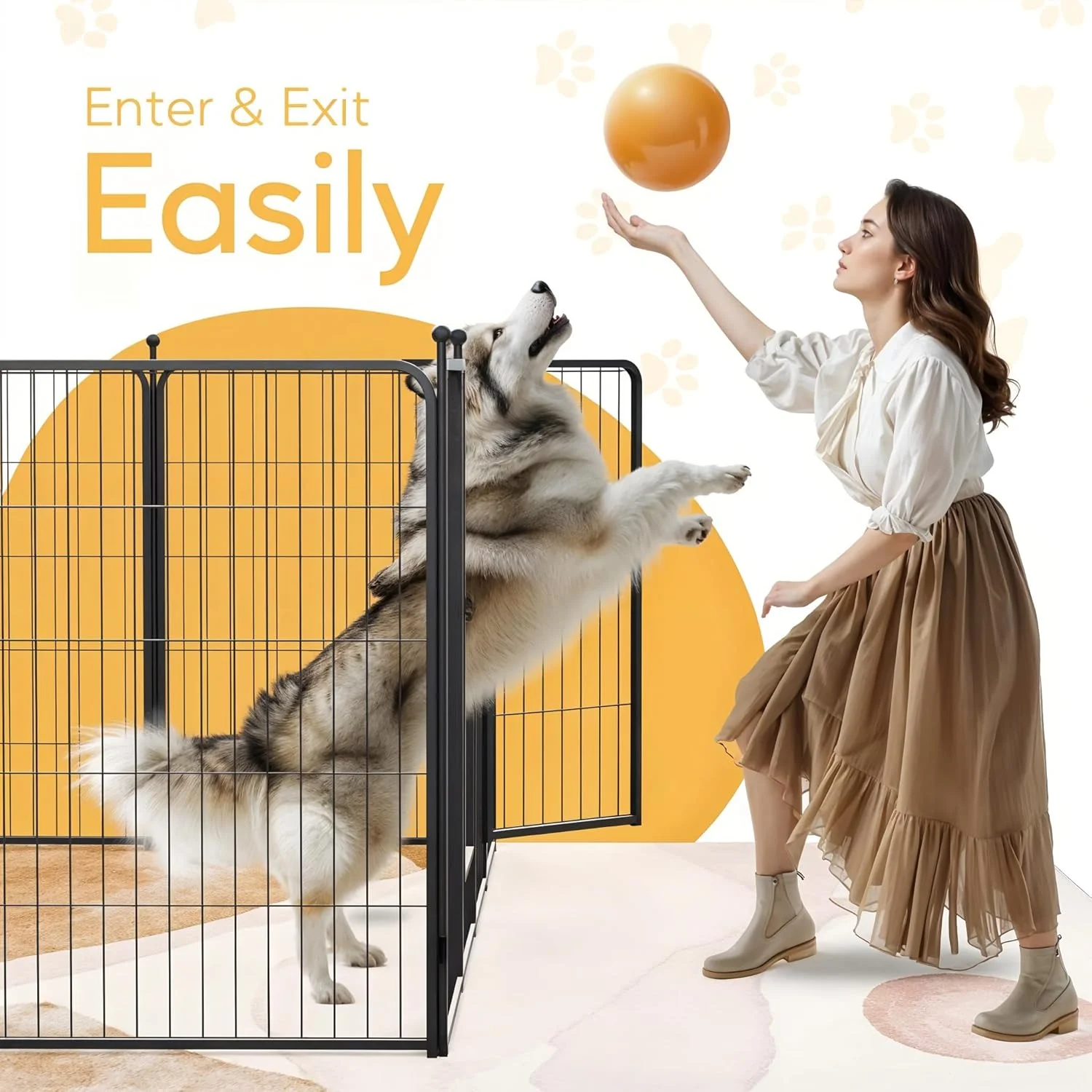 محوطه بازی سگ 24 اینچی 8 پنلی، محوطه بازی فلزی سنگین برای حیوانات خانگی، مناسب فضای داخلی و خارجی، کمپینگ، حیاط، RV، حصار باغ، پاسیو خصوصی، مشکی
