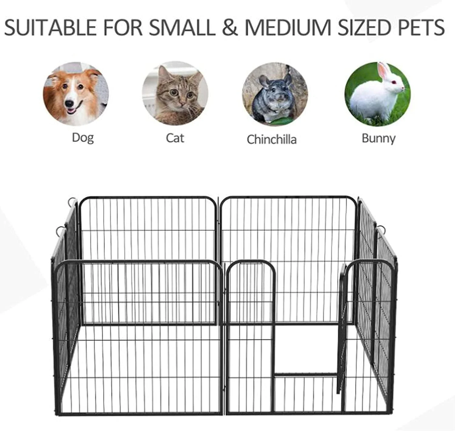 محوطه بازی سگ - محوطه بازی حیوانات خانگی، سگ، گربه، توله سگ، محوطه تاشو، قفس فلزی، حصار مقاوم، مناسب سگ، گربه، 8 تکه