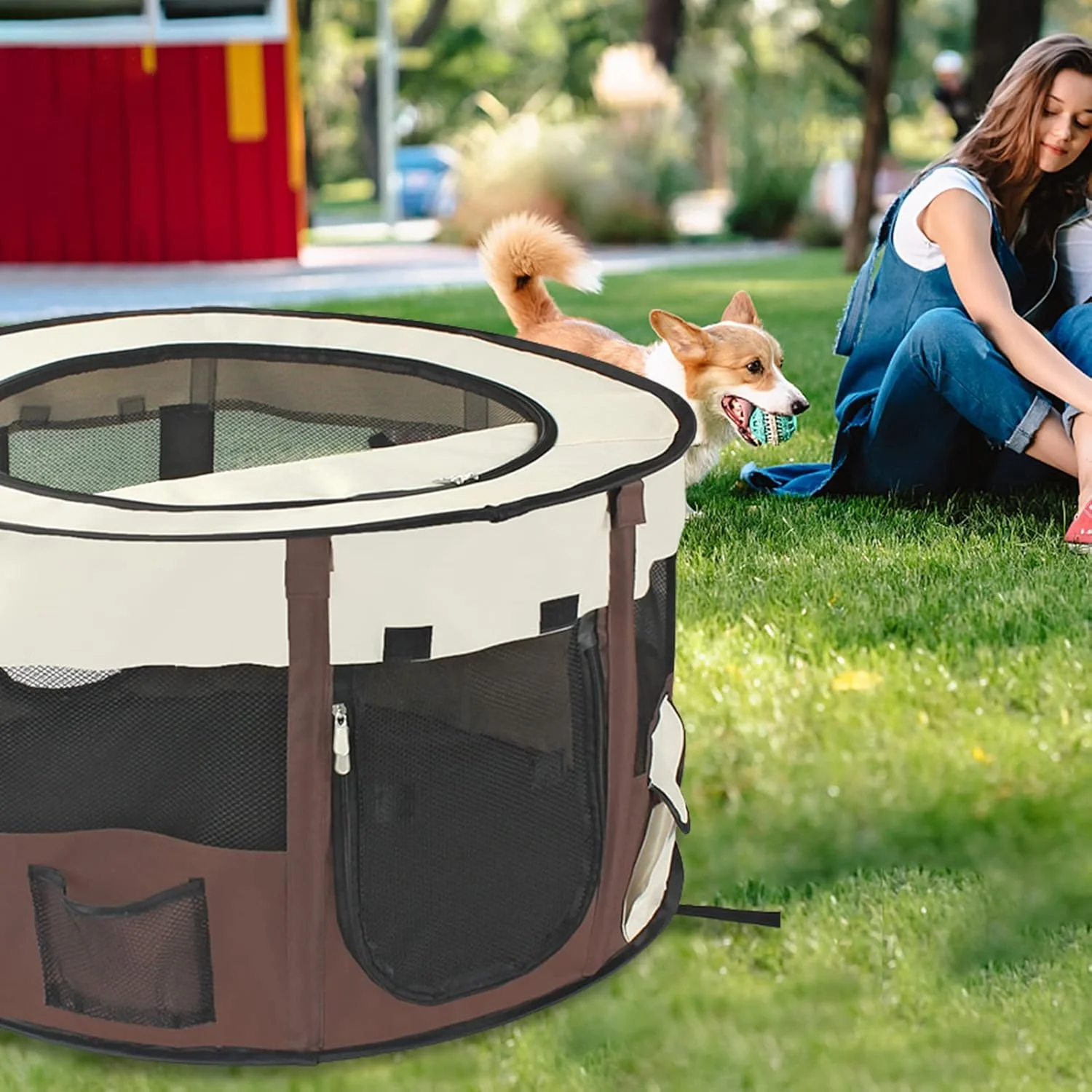 محوطه بازی سگ - محوطه های بازی تاشو حیوانات خانگی - چادر تمرینی برای توله سگ، گربه، بچه گربه، خرگوش، استفاده در سفر، نصب آسان LANUOP محوطه بازی سگ - محوطه های بازی تاشو حیوانات خانگی - چادر تمرینی برای توله سگ، گربه، بچه گربه، خرگوش، استفاده در سفر، نصب آسان LANUOP