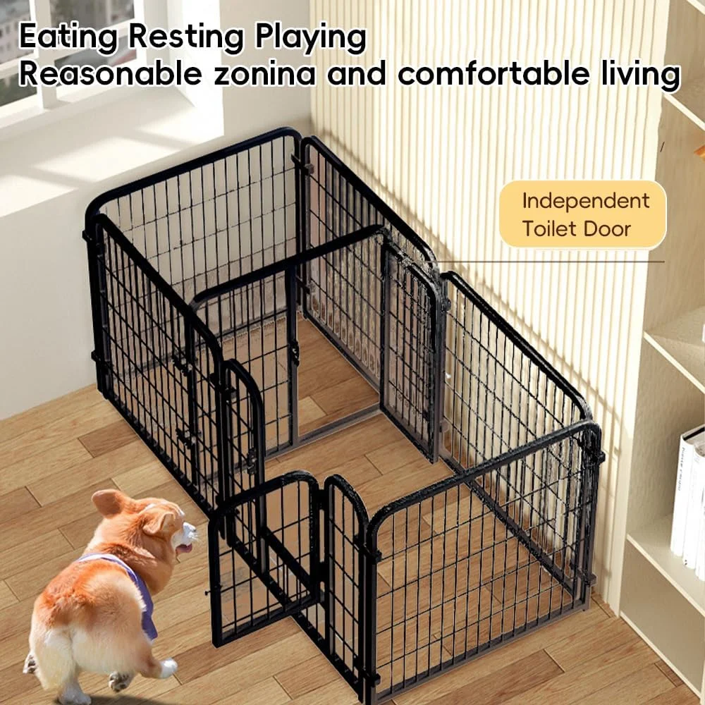 محوطه بازی سگ، 7 پنل حصار سگ داخلی، محوطه فلزی سنگین، قفس محوطه بیرونی برای سگ های کوچک و متوسط، خرگوش ها، گربه ها (120x60x60 سانتی متر)