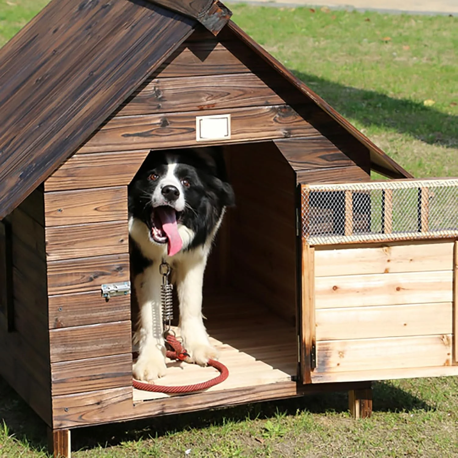 خانه سگ فضای باز - قفس سگ چوبی لانه سگ ضد آب و تنفسی باکس سگ مونتاژ آسان - برای سگ های کوچک، متوسط ​​و بزرگ گربه، S