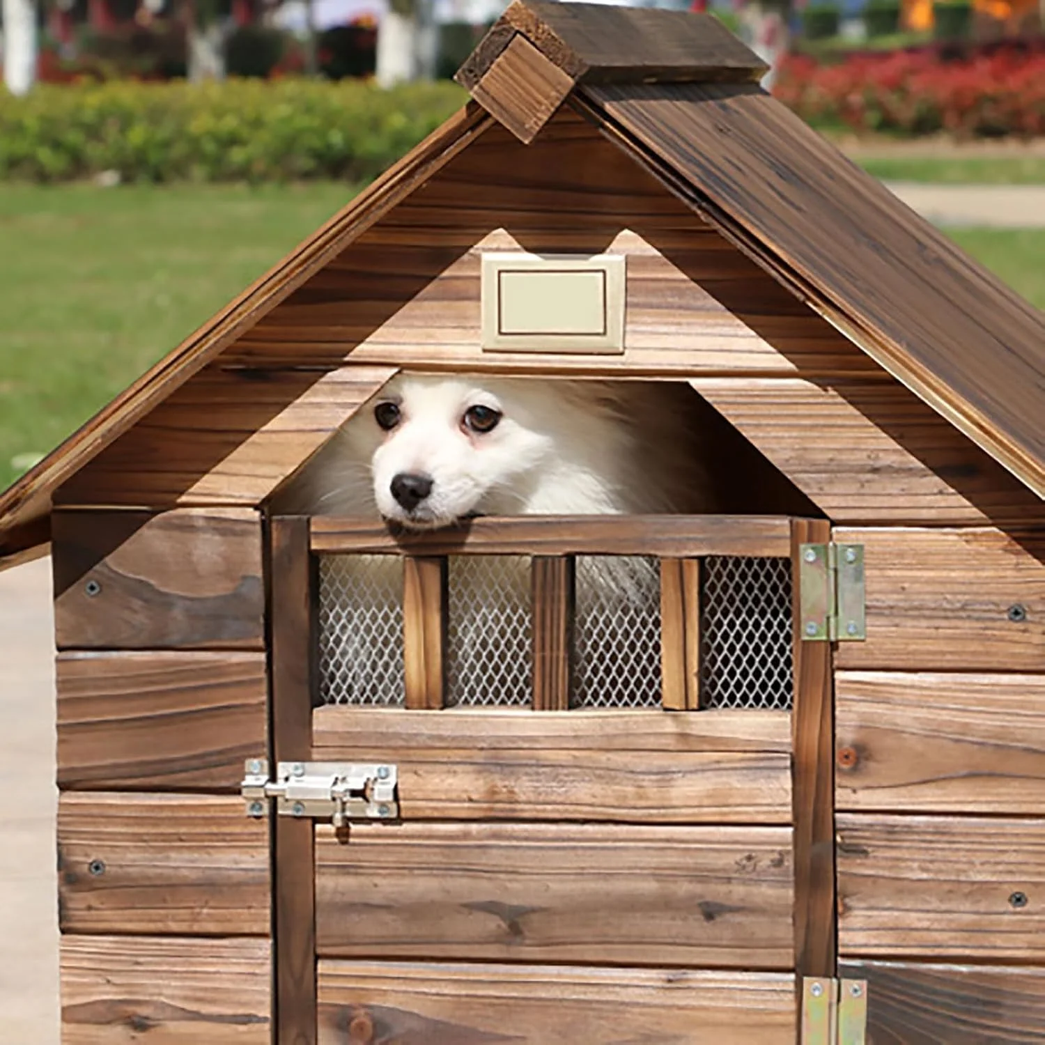 خانه سگ فضای باز - قفس سگ چوبی لانه سگ ضد آب و تنفسی باکس سگ مونتاژ آسان - برای سگ های کوچک، متوسط ​​و بزرگ گربه، S