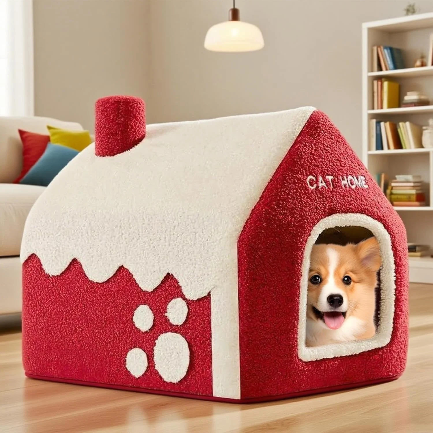 خانه سگ مدل کلبه برفی - لانه گرم زمستانی حیوانات خانگی | لانه گرم و قابل شستشو برای سگ، گربه، خوابگاه، اتاق خواب، آپارتمان، اتاق نشیمن، بالکن، پنجره خلیجی