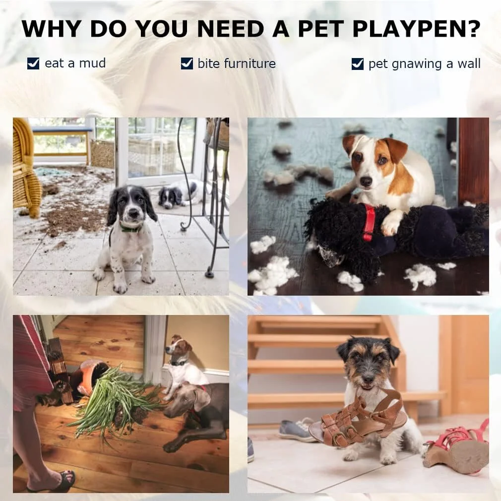 قفس سگ برای سگ های بزرگ، قفس سگ سنگین 48 اینچی، محوطه بازی حیوانات خانگی برای آموزش در داخل و خارج از منزل با سینی پلاستیکی، طراحی دو درب و قفل