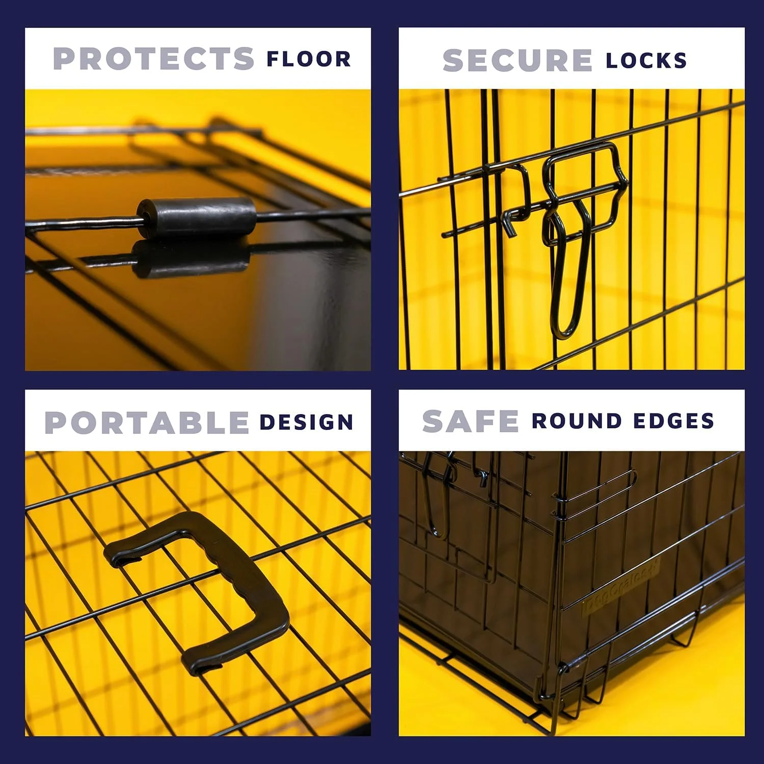 قفس سگ تاشو بسیار بزرگ با 2 درب، فلز مقاوم در برابر جویدن، سینی قابل جابجایی، 46 اینچ، مشکی