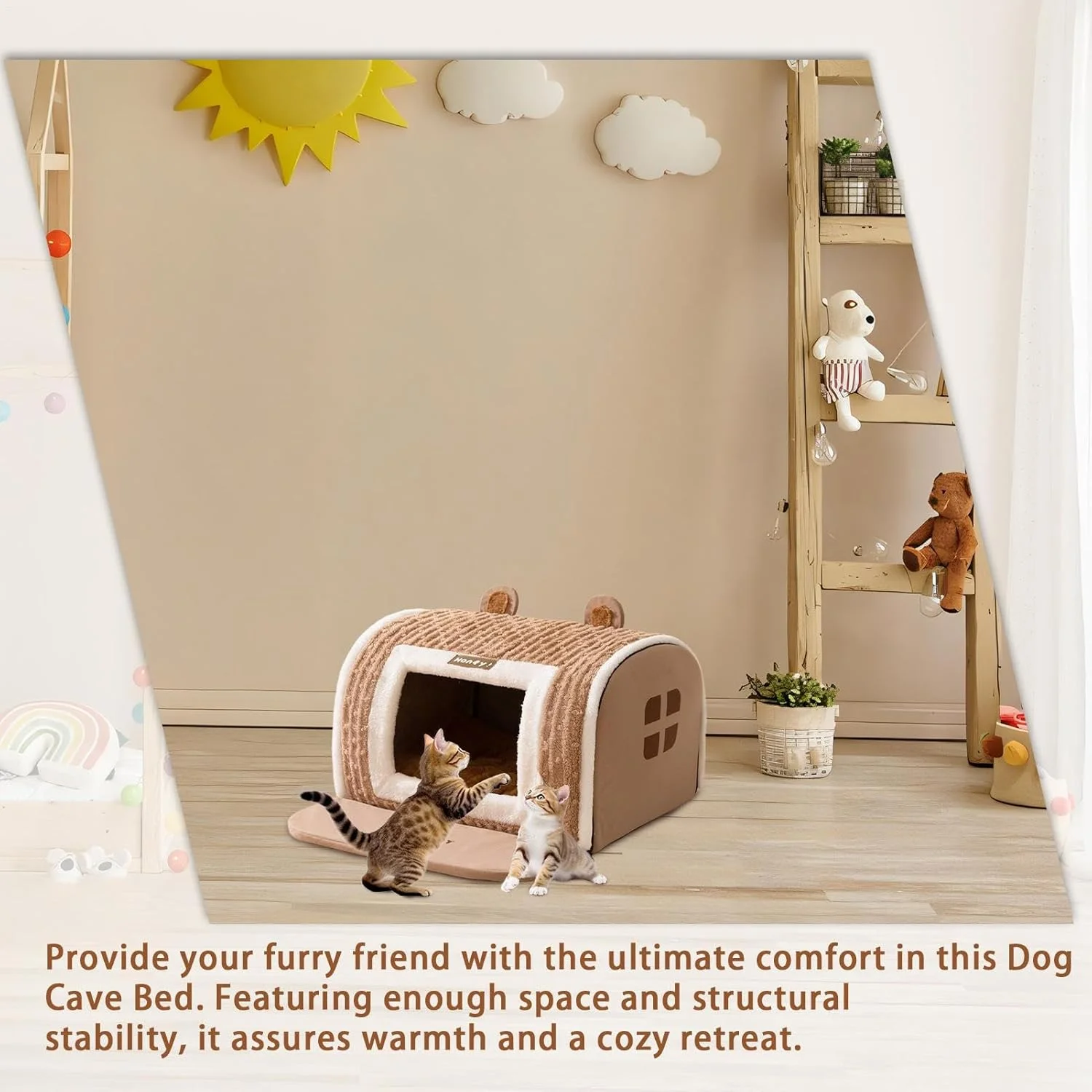تخت غار سگ - غار استراحت گرم | لانه گرم گربه - برای سگ و گربه کوچک و متوسط، توله سگ، استراحت حیوانات خانگی در خانه های آپارتمانی مسکونی در زمستان