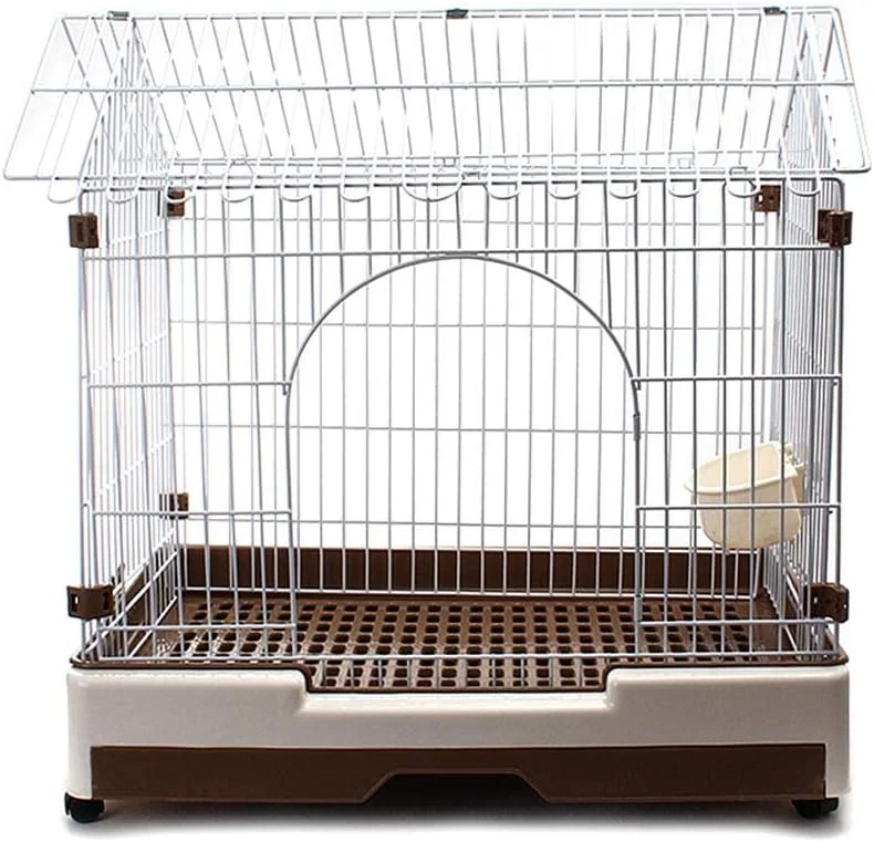 Dog Cage with Toilet, Pet Wire Cage, Pet Dog Cage,Brown,L