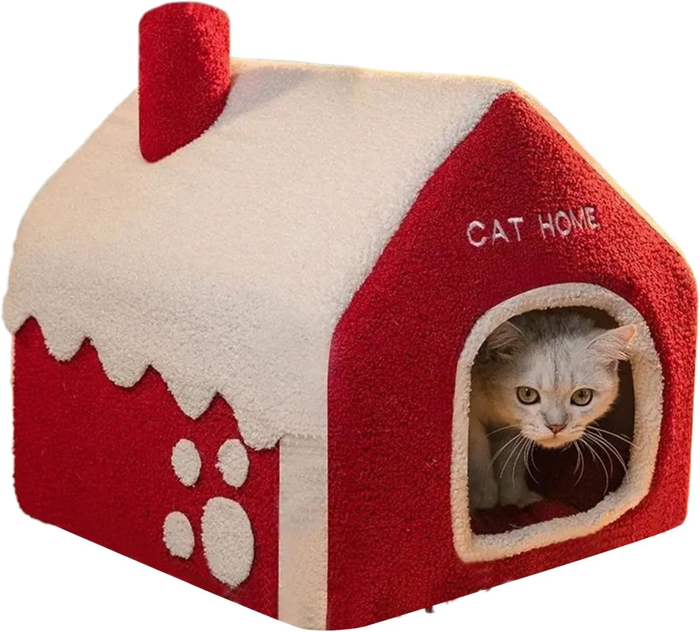 خانه تخت خواب سگ طرح خانه برفی - لانه ضخیم حیوانات خانگی برای زمستان، لانه گرم غیر لغزنده حیوانات خانگی برای پنجره خلیجی سگ و گربه در داخل خانه، اتاق خواب، بالکن، اتاق نشیمن، خوابگاه