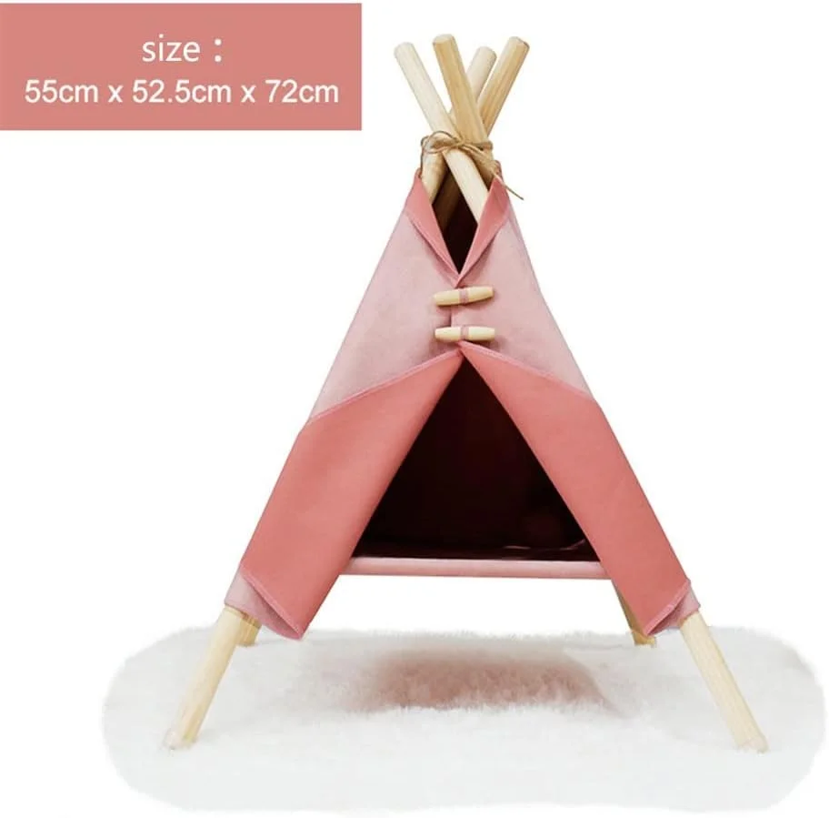 تخت خواب کلبه ای تپه ای حیوانات خانگی DLUXCA، چادر تاشو قابل حمل با کوسن ضخیم، مونتاژ آسان، مناسب بهار و تابستان