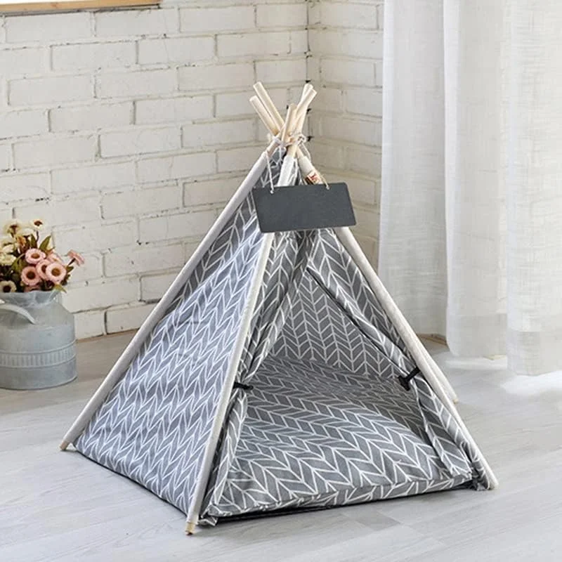 خانه چادری حیوانات خانگی DLUXCA، تخت سگ، تیپی قابل حمل و جداشدنی، لانه سرپوشیده و بیرونی توله سگ و گربه به همراه کوسن