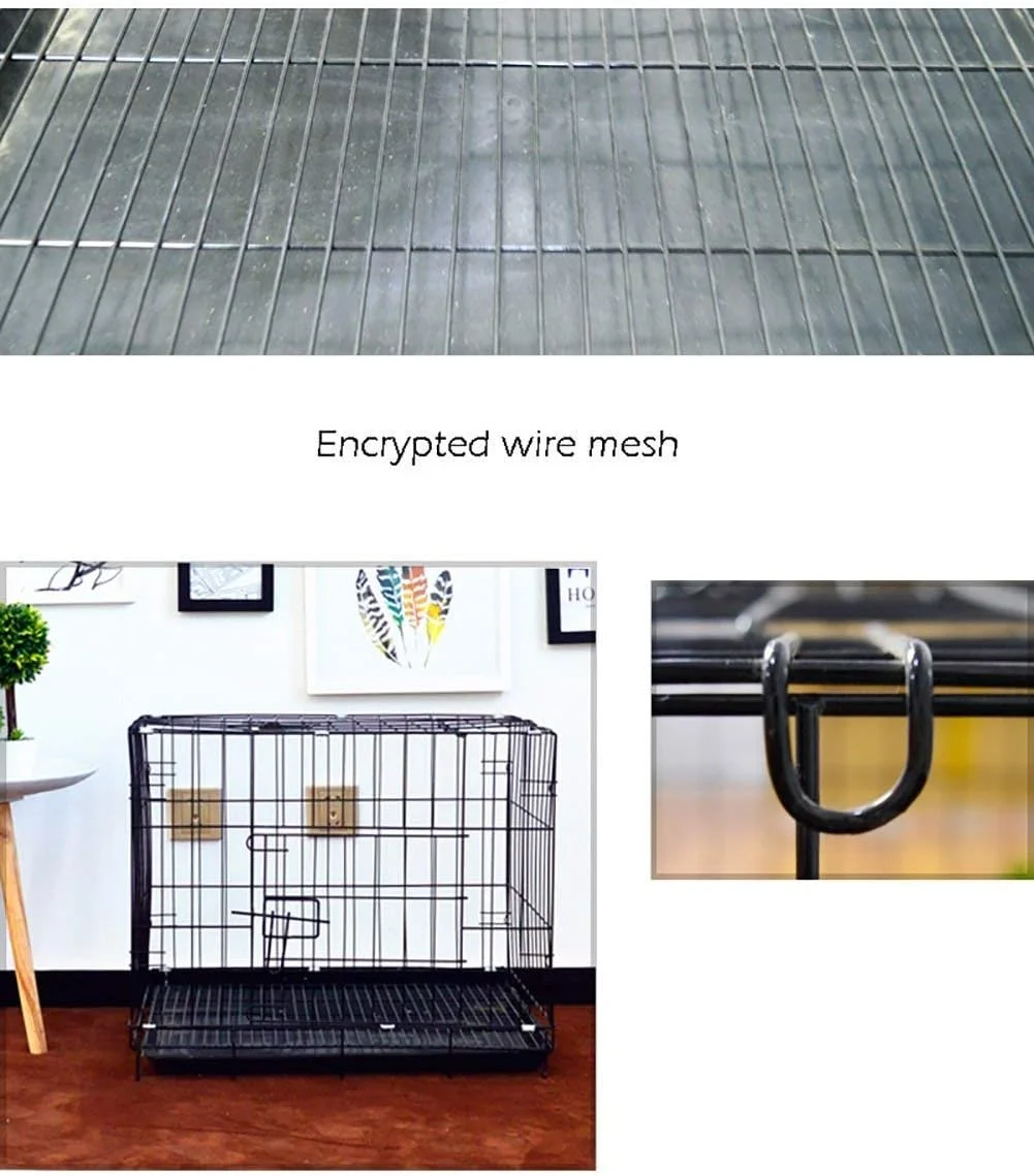 قفس فلزی متوسط سگ با جداکننده، خانه بازی تاشو و قابل حمل گربه و حیوانات خانگی آبی با سینی، لانه داخلی و خارجی (اندازه: متوسط 70 * 50 * 60 سانتی متر)