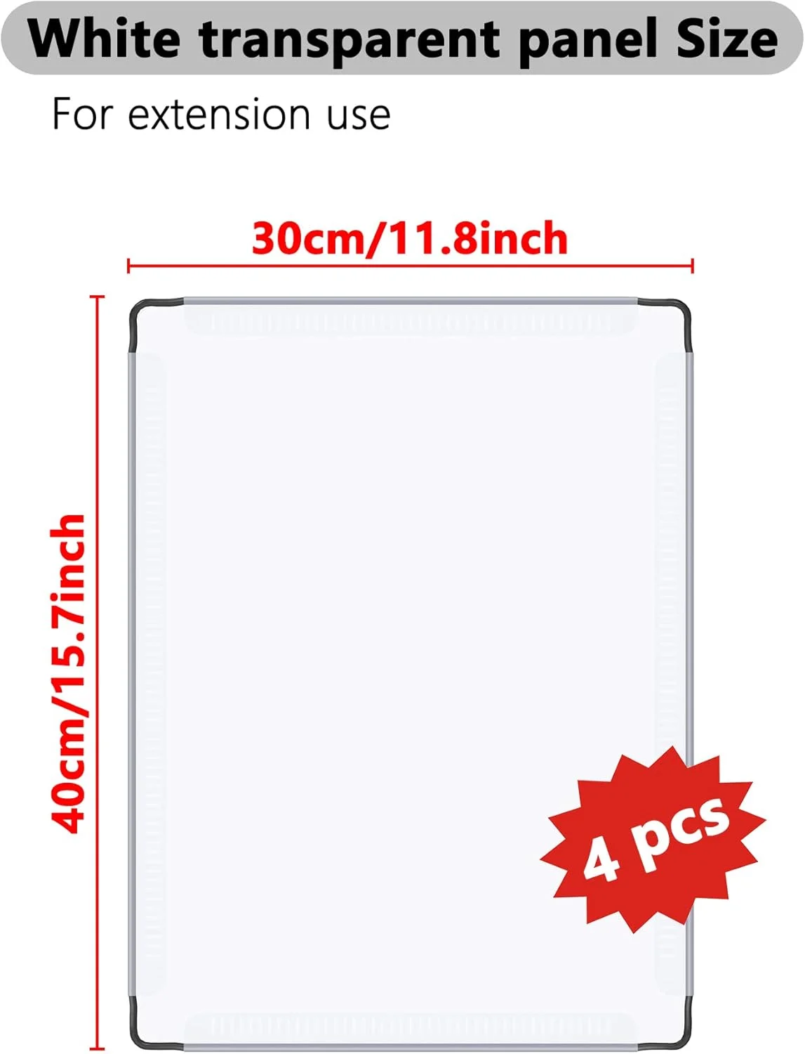 پنل پلاستیکی شفاف DINMO، بسته 4 عددی، 30 در 40 سانتی متر، برای قفس بازی حیوانات کوچک و واحد ذخیره سازی مکعبی