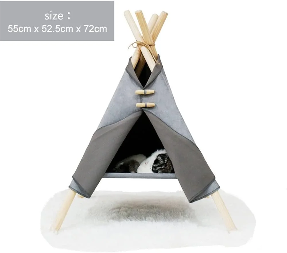 چادر بازی حیوانات خانگی DLUXCA، تخت خواب گربه، خانه تاشو قابل حمل با کوسن ضخیم، مونتاژ آسان مناسب بهار و تابستان