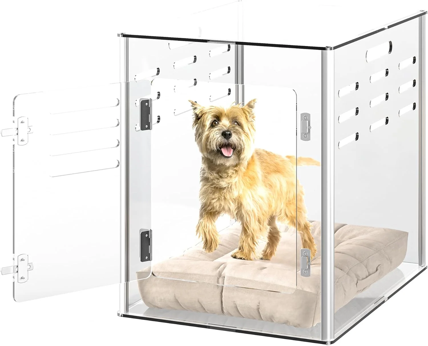 قفس سگ آکریلیک مبلمان دتان - قفس سگ شفاف داخلی با طراحی قفلدار و تهویه دار، میز کنار تختی مدرن شفاف برای حیوانات خانگی کوچک، قفس حیوانات خانگی بادوام و سنگین، 60x45x50 سانتی متر قفس سگ آکریلیک مبلمان دتان - قفس سگ شفاف داخلی با طراحی قفلدار و تهویه دار، میز کنار تختی مدرن شفاف برای حیوانات خانگی کوچک، قفس حیوانات خانگی بادوام و سنگین، 60x45x50 سانتی متر