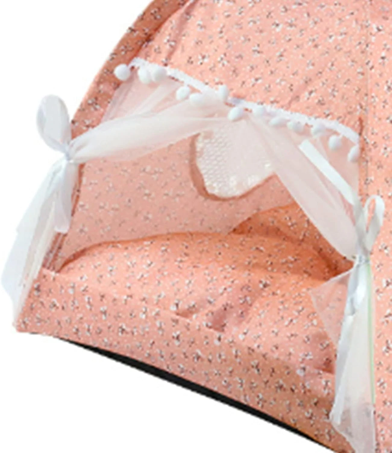 خانه چادری سگ بامزه، چادر حیوانات خانگی داخلی گرم و جداشدنی با قابلیت شستشو و کف ضد آب با درب و پنجره توری برای تمام فصول (صورتی)