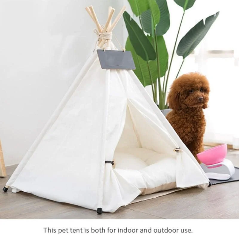 خانه چادری حیوانات خانگی DLUXCA، تخت گربه، تیپی قابل حمل مناسب برای گردش سگ و توله سگ در فضای باز و داخل خانه (رنگ: A، اندازه: 60X60X70CM)