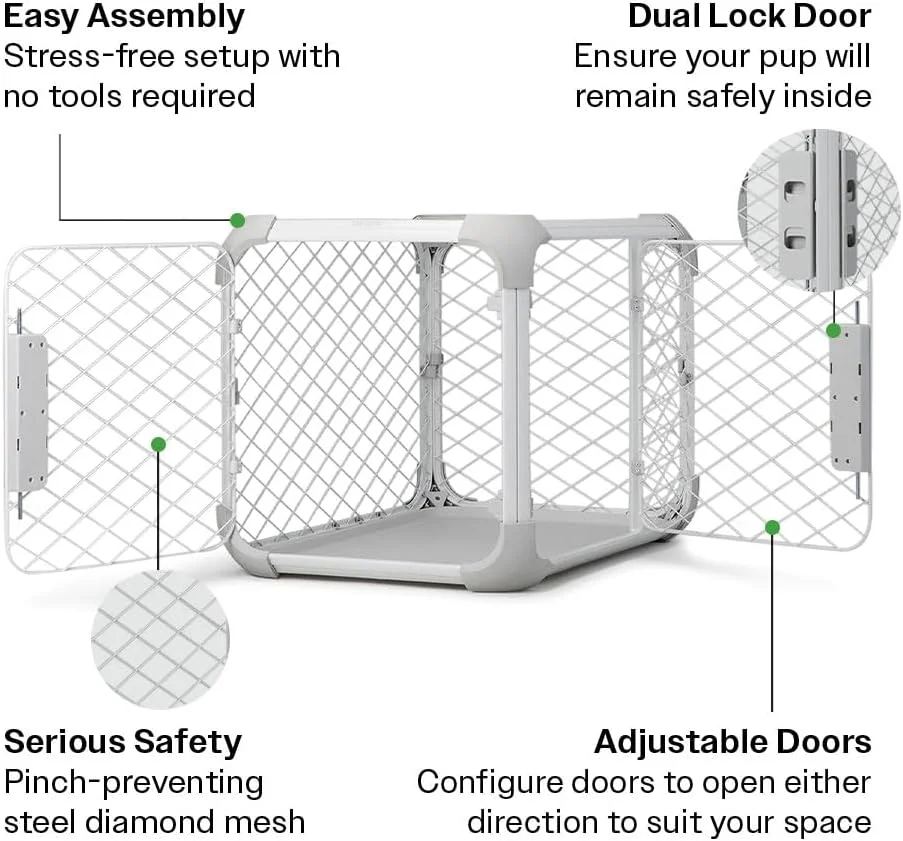 قفس سگ DIGGS Evolv - قفس سگ باریک و بادوام با پنل سقفی قابل جابجایی و طراحی ماژولار - ایمن، شیک و راحت (خاکستری، بزرگ)