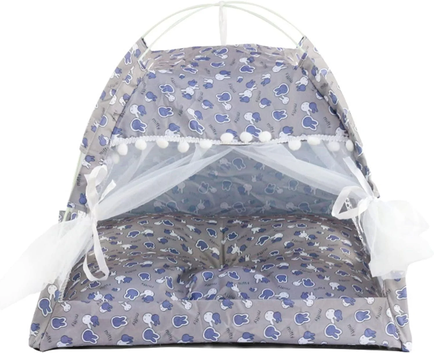 خانه چادری سگ بامزه، چادر حیوانات خانگی سرپوشیده با قابلیت جدا شدن، گرم، ضد ریزش، قابل شستشو، کف ضد آب، دارای درب و پنجره توری برای تمام فصول (خاکستری)