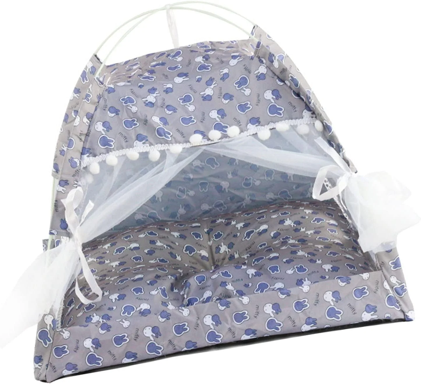 خانه چادری سگ بامزه، چادر حیوانات خانگی سرپوشیده با قابلیت جدا شدن، گرم، ضد ریزش، قابل شستشو، کف ضد آب، دارای درب و پنجره توری برای تمام فصول (خاکستری)