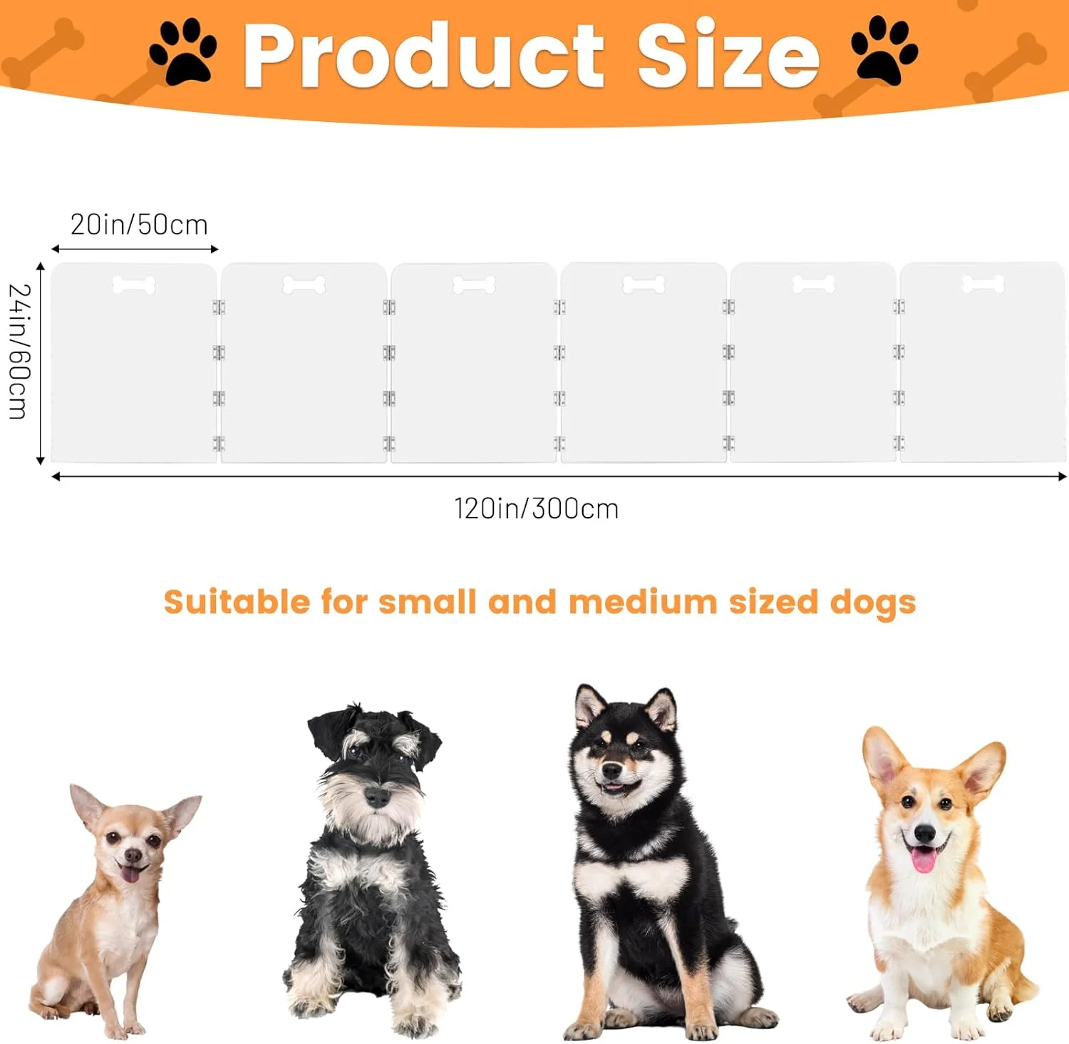 محافظ آکریلیک سگ کاتورا برای خانه، 6 پنل، عرض 152 سانتی متر در ارتفاع 61 سانتی متر، دروازه تاشو شفاف سگ، حصار حیوانات خانگی ایستاده برای درگاه ها، محوطه سگ برای سگ های متوسط، لوازم جانبی توله سگ، گربه و خرگوش