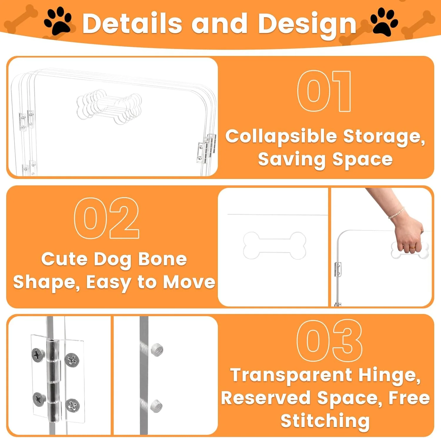 محافظ آکریلیک سگ کاتورا برای خانه، 6 پنل، عرض 152 سانتی متر در ارتفاع 61 سانتی متر، دروازه تاشو شفاف سگ، حصار حیوانات خانگی ایستاده برای درگاه ها، محوطه سگ برای سگ های متوسط، لوازم جانبی توله سگ، گربه و خرگوش