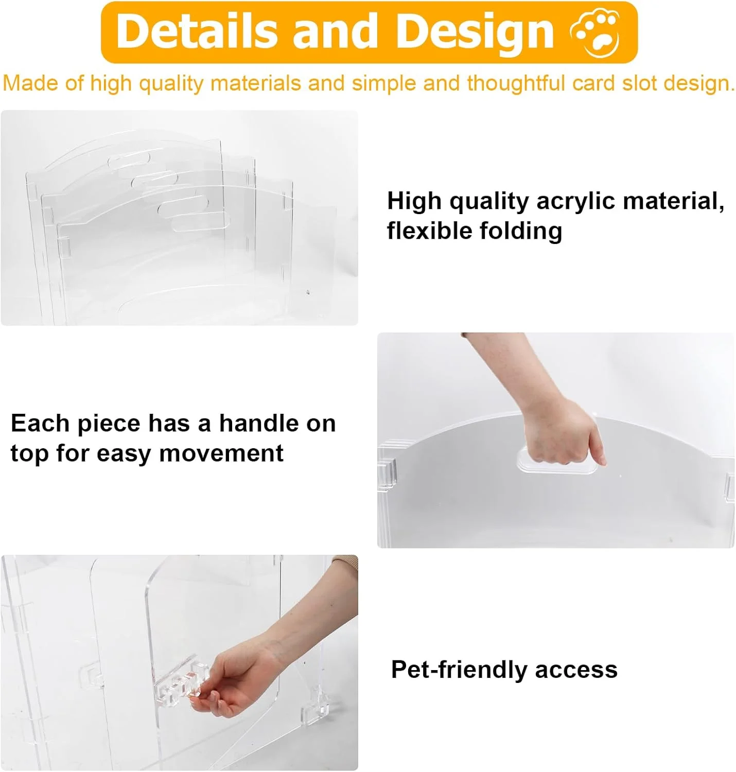 محافظ آکریلیک سگ کاتورا برای داخل خانه، 3 پنل، عرض 152 سانتی متر در ارتفاع 61 سانتی متر، دروازه سگ تاشو داخلی با دستگیره، حصار حیوانات خانگی مستقل، محوطه شفاف سگ برای سگ های متوسط، توله سگ، گربه، لوازم جانبی خرگوش