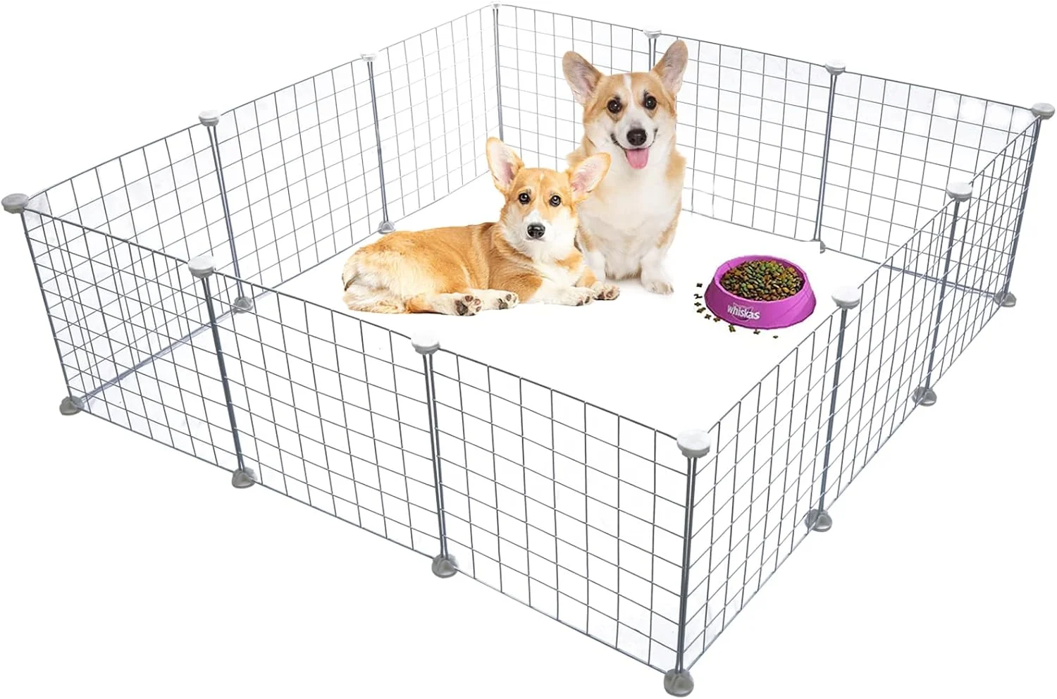 پارک بازی حیوانات خانگی DAYONG، ۱۲ پنل فلزی قابل حمل DIY، جایگاه حیوانات کوچک، پارک بازی ورزشی، چادر، حصار، حصار حیاط، قفس و پارک بازی برای داخل و خارج از خانه (سفید-۱۲)