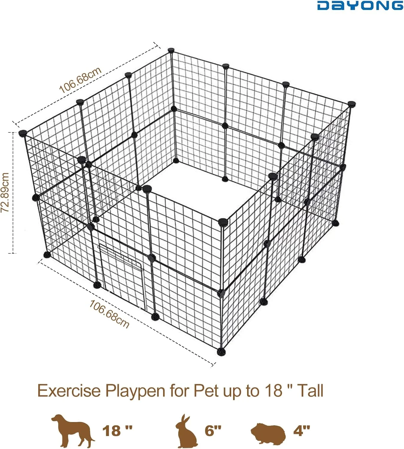 DAYONG Pet Playpen,24 Panel DIY Metal Mesh Small Animal Cage Tent,Portable Wire yd Fence for Small Animals, Guinea Pigs, Rabbits Kennel Crate Fence (24 Panels)