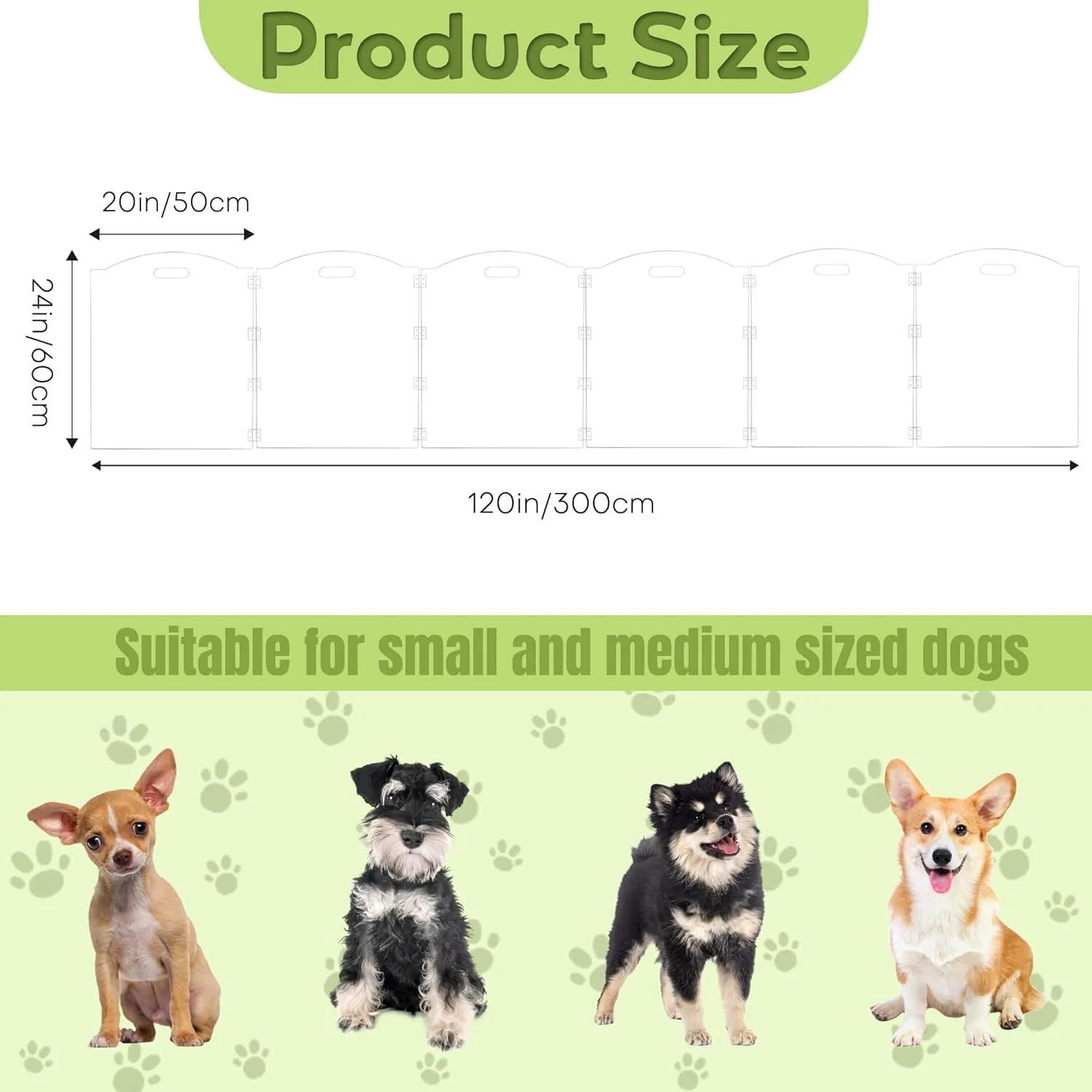 محوطه بازی سگ آکریلیک Cutora برای خانه، 6 پنل، عرض 120 اینچ در ارتفاع 24 اینچ، دروازه سگ تاشو داخلی با دستگیره، حصار حیوانات خانگی مستقل، محوطه شفاف سگ برای سگ های متوسط، توله سگ، گربه، لوازم جانبی خرگوش