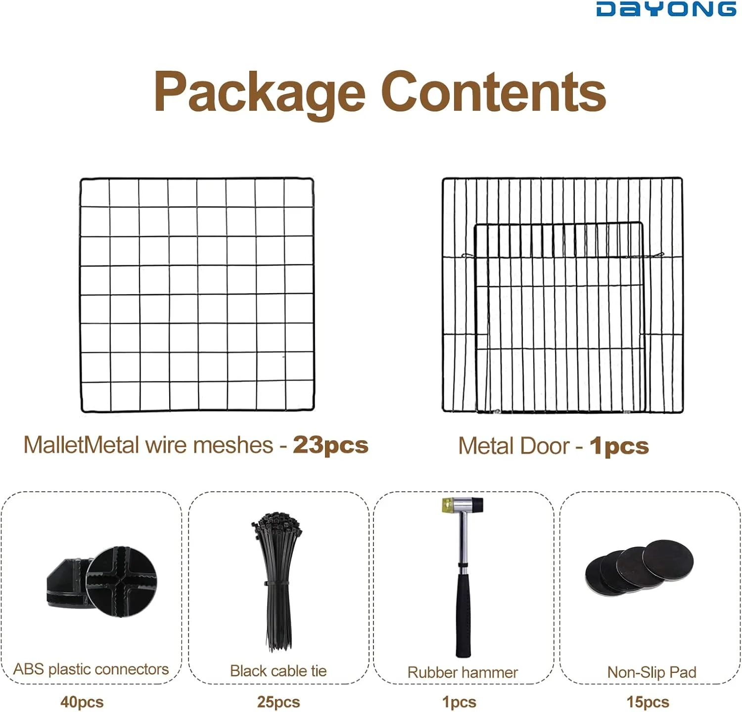 DAYONG Pet Playpen,24 Panel DIY Metal Mesh Small Animal Cage Tent,Portable Wire yd Fence for Small Animals, Guinea Pigs, Rabbits Kennel Crate Fence (24 Panels)