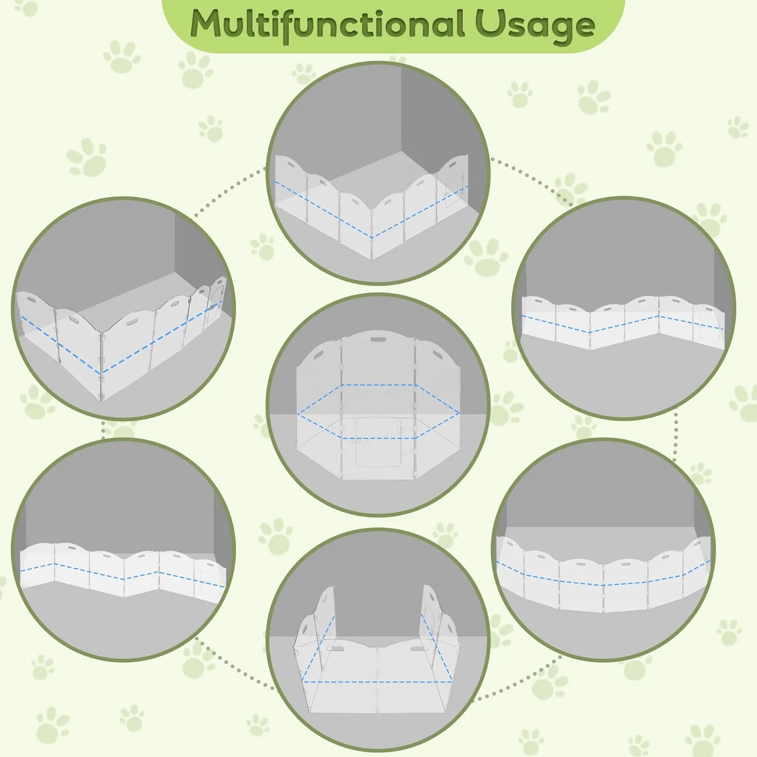 محوطه بازی سگ آکریلیک Cutora برای خانه، 6 پنل، عرض 120 اینچ در ارتفاع 24 اینچ، دروازه سگ تاشو داخلی با دستگیره، حصار حیوانات خانگی مستقل، محوطه شفاف سگ برای سگ های متوسط، توله سگ، گربه، لوازم جانبی خرگوش