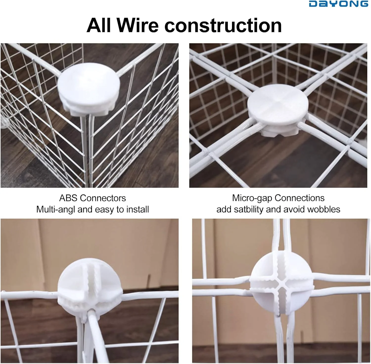 پارک بازی حیوانات خانگی DAYONG، ۱۲ پنل فلزی قابل حمل DIY، جایگاه حیوانات کوچک، پارک بازی ورزشی، چادر، حصار، حصار حیاط، قفس و پارک بازی برای داخل و خارج از خانه (سفید-۱۲)