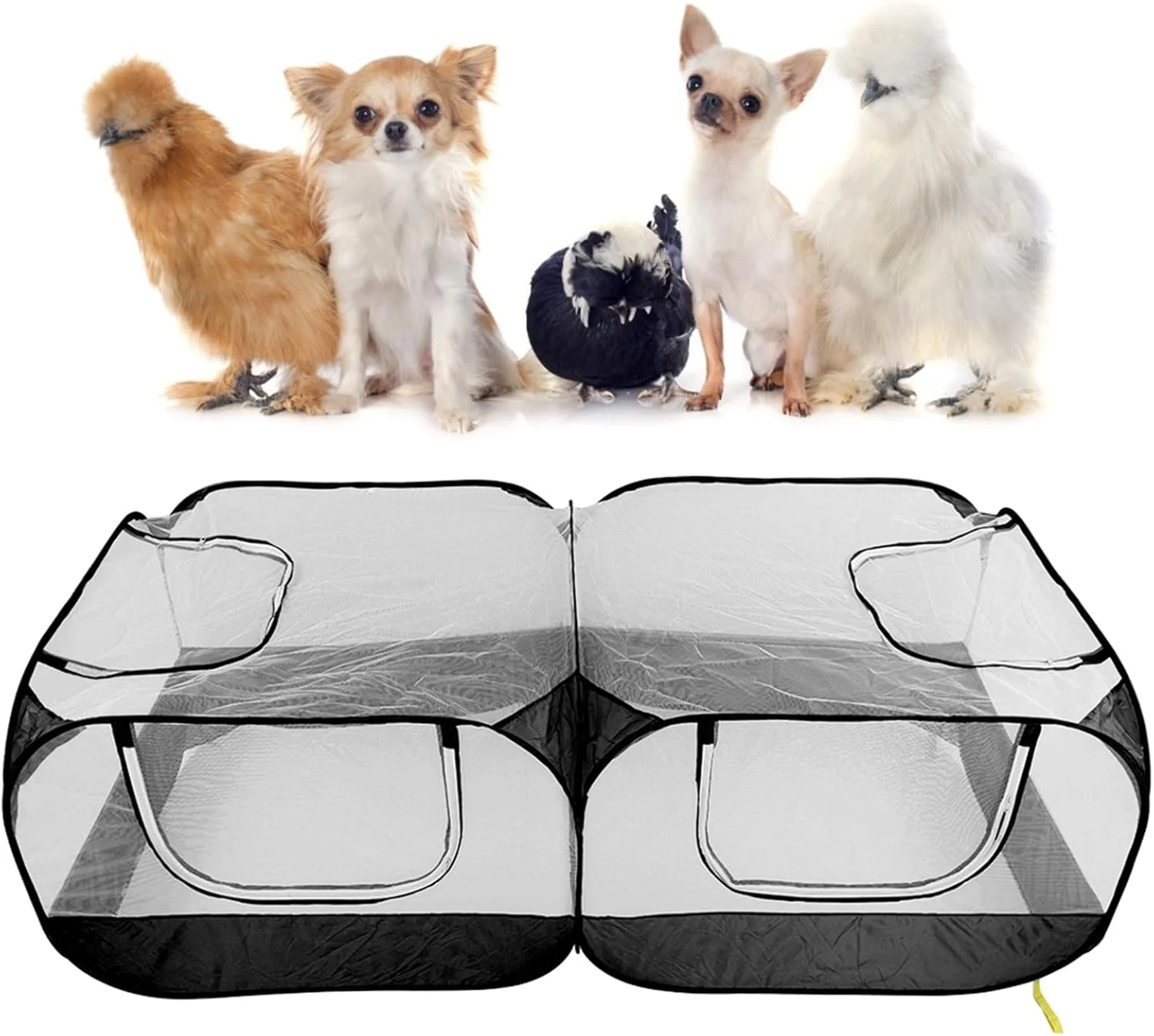 محوطه بازی توری برای حیوانات خانگی، جنس مرغوب، مناسب مرغ، خرگوش، اردک (مشکی)