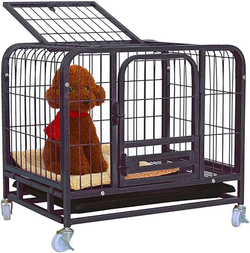 Dog Crates Black Dog House Small Dogs Medium Dogs Large Dogs Crate Pet Kennel Strong With Four Wheels,Easy To Install Outdoor Indoor Use Dog or Pet Crate Kennel (Size : S(61 * 45 * 58cm))