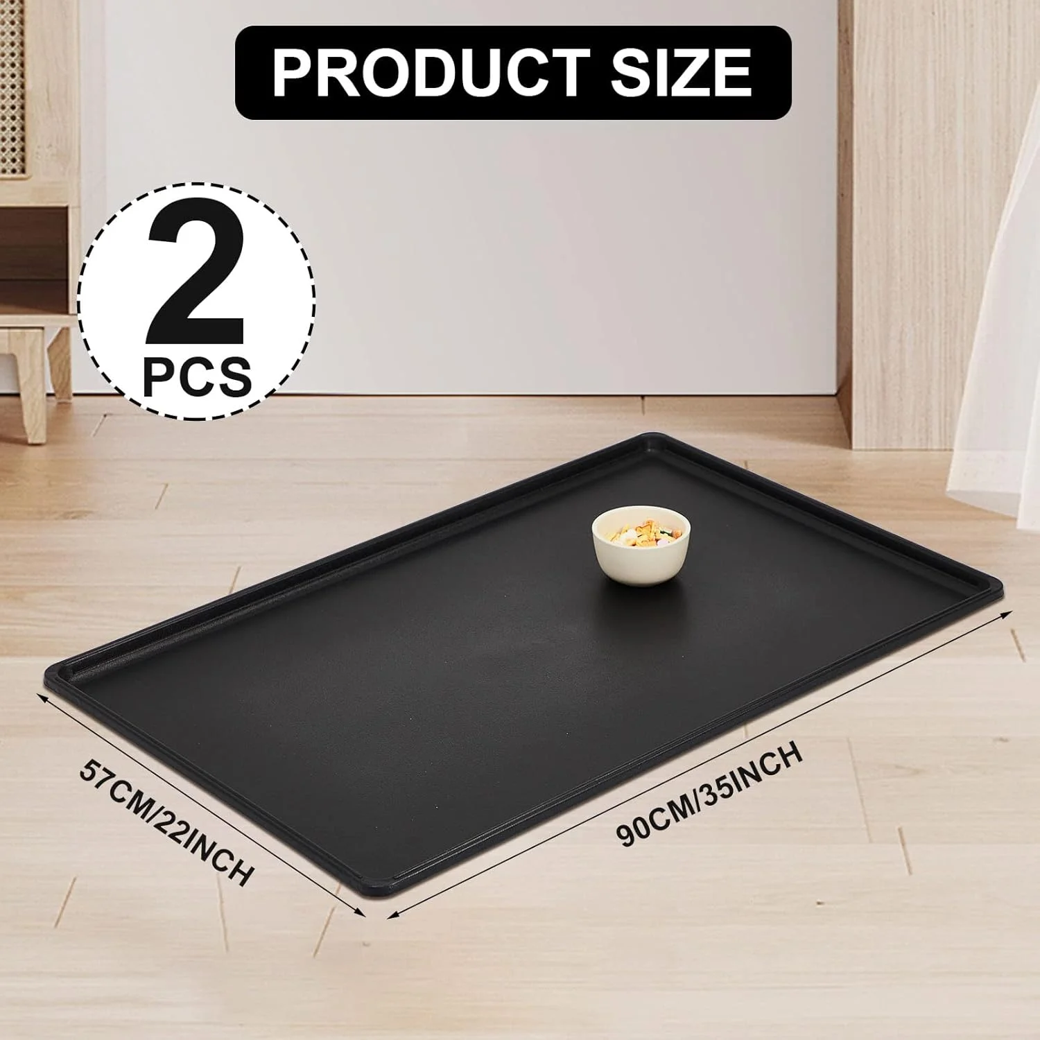 سینی جایگزین قفس سگ Cunno، 2 عددی، سینی قفس سگ، سینی لانه سگ، سینی پلاستیکی جایگزین برای قفس سگ، مشکی (36 اینچ)