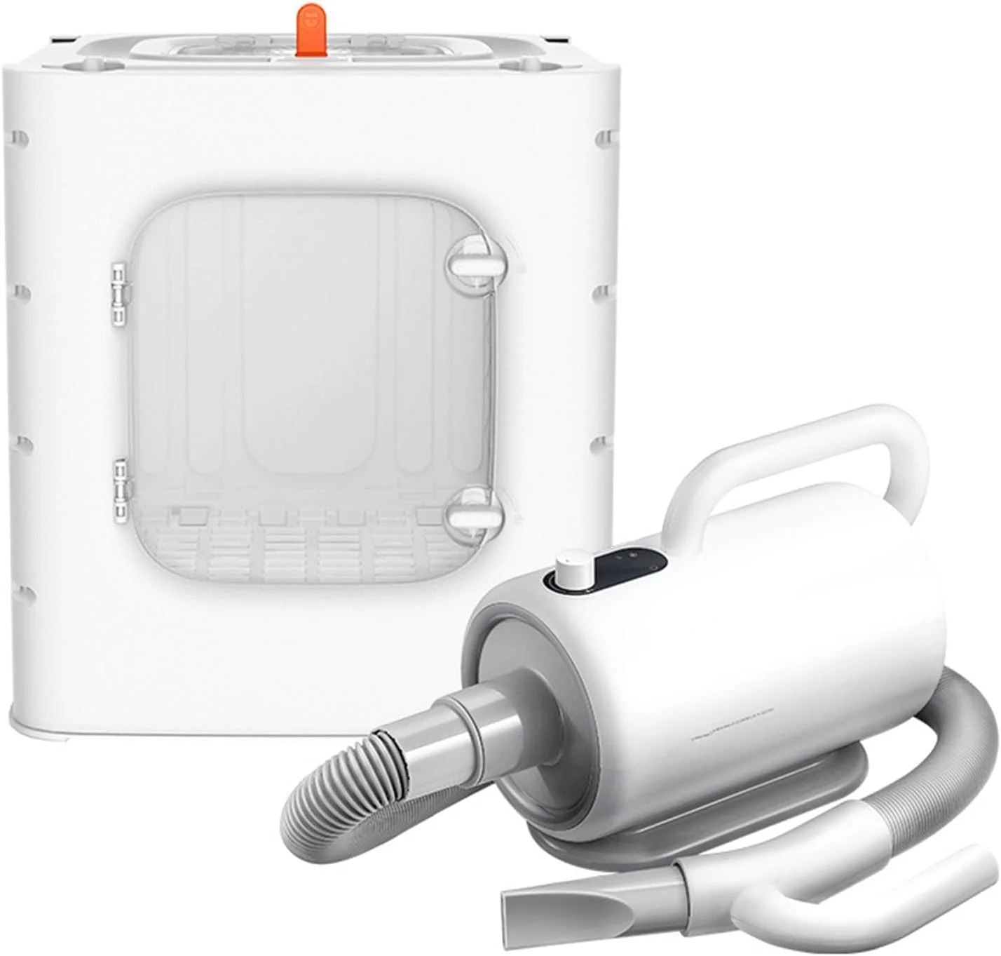 باکس خشک کن حیوانات خانگی COYEUX، باکس تاشو و جداشونده خشک کن گربه، سرعت/دمای باد قابل تنظیم، دارای پنجره بالایی، ظرفیت 62 لیتر، برای نظافت حیوانات خانگی