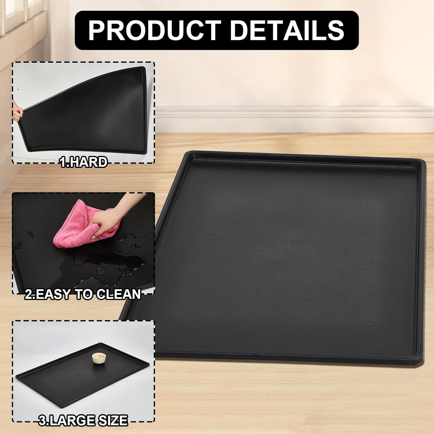 سینی جایگزین قفس سگ Cunno، 2 عددی، سینی قفس سگ، سینی لانه سگ، سینی پلاستیکی جایگزین برای قفس سگ، مشکی (36 اینچ)