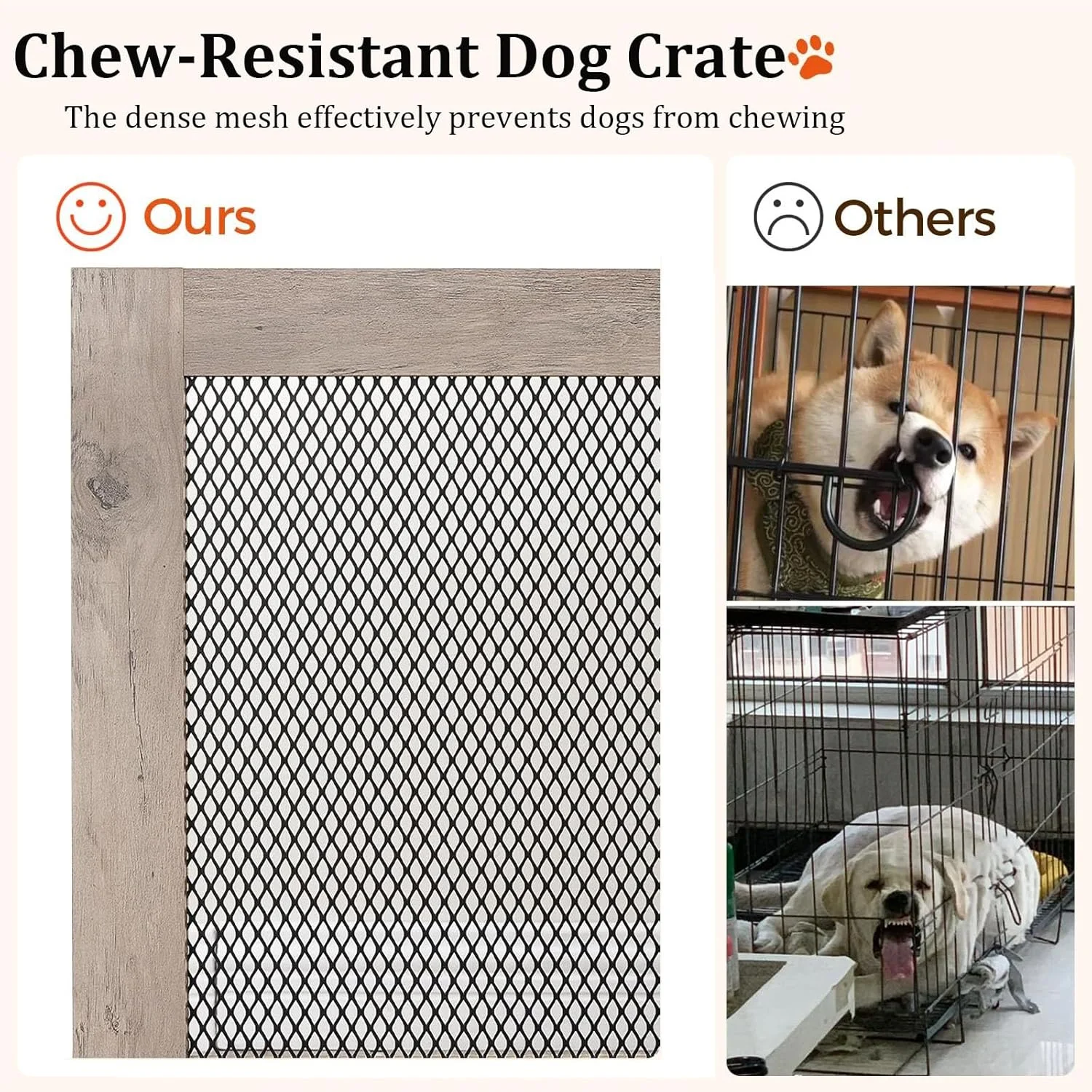 قفس سگ گوشه ای مبلمان، میز کنار تختی چوبی قفس سگ با توری، 2 درب، قفس حیوانات خانگی تزئینی برای استفاده در داخل خانه