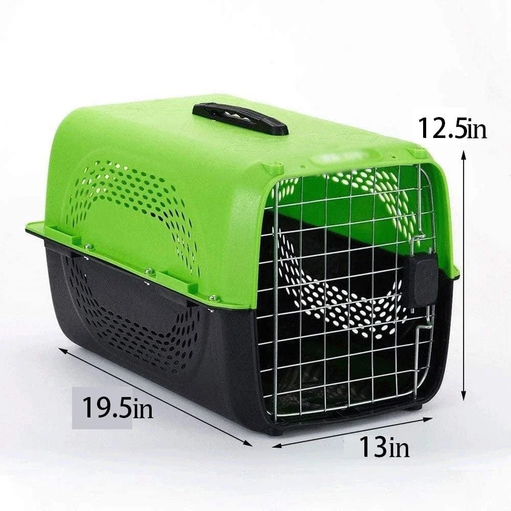 Cozy Puppies Pet Travel Carrier Dog Cat Rabbit Basket Plastic Handle Hinged Door Folding Collapsible Transport Box Crate Cage Size 19.5 x 13 x 12.5 Inch for Puppy Cats (Sky Blue)
