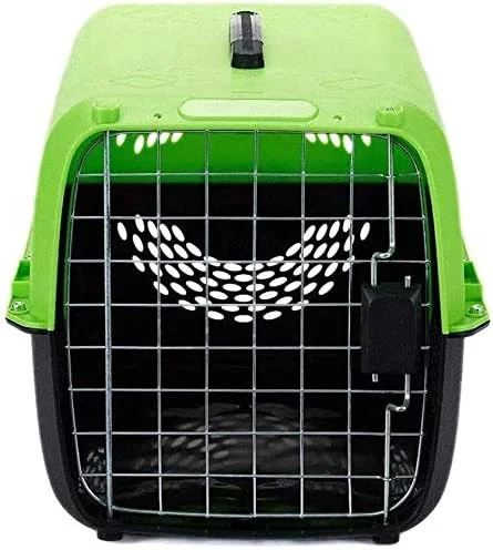 Cozy Puppies Pet Travel Carrier Dog Cat Rabbit Basket Plastic Handle Hinged Door Folding Collapsible Transport Box Crate Cage Size 19.5 x 13 x 12.5 Inch for Puppy Cats (Sky Blue)