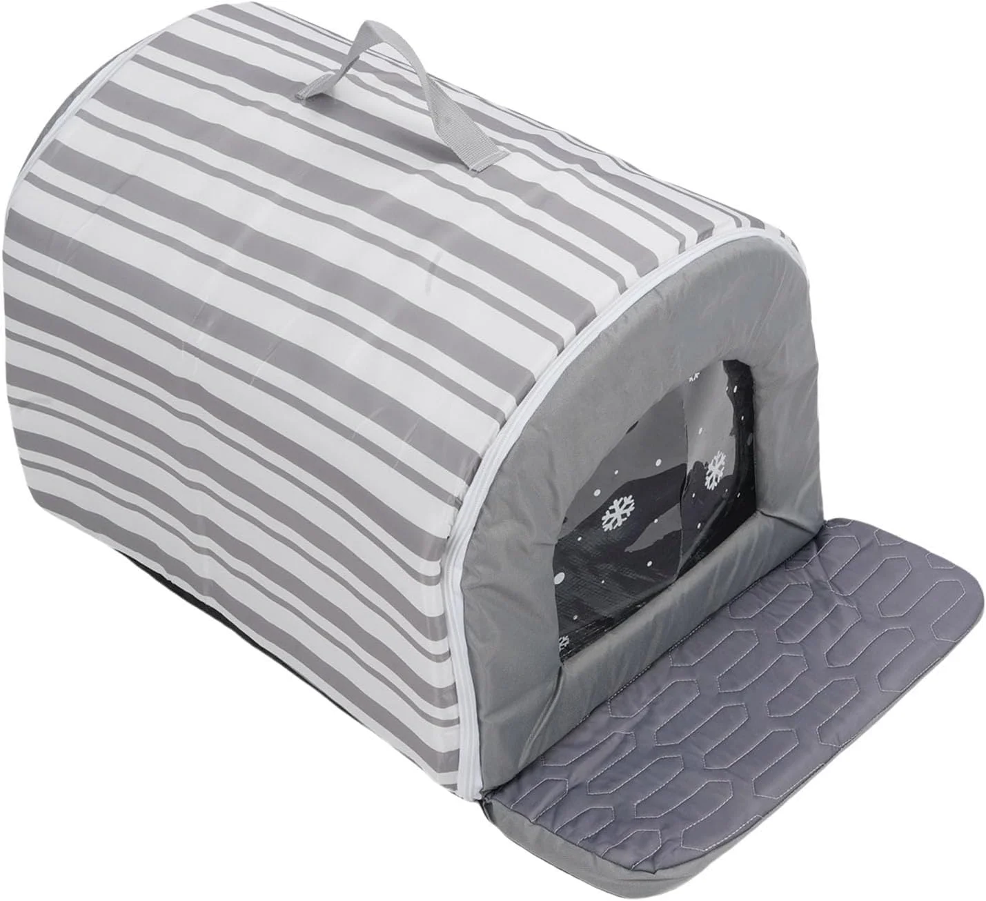 خانه یخی خنک کننده سگ، پناهگاه خنک کننده حیوانات خانگی، پد سگ، پارچه آکسفورد راه راه، طراحی کمانی با 6 بسته یخ برای گربه ها و سگ ها، خانه راحت و قابل تنفس