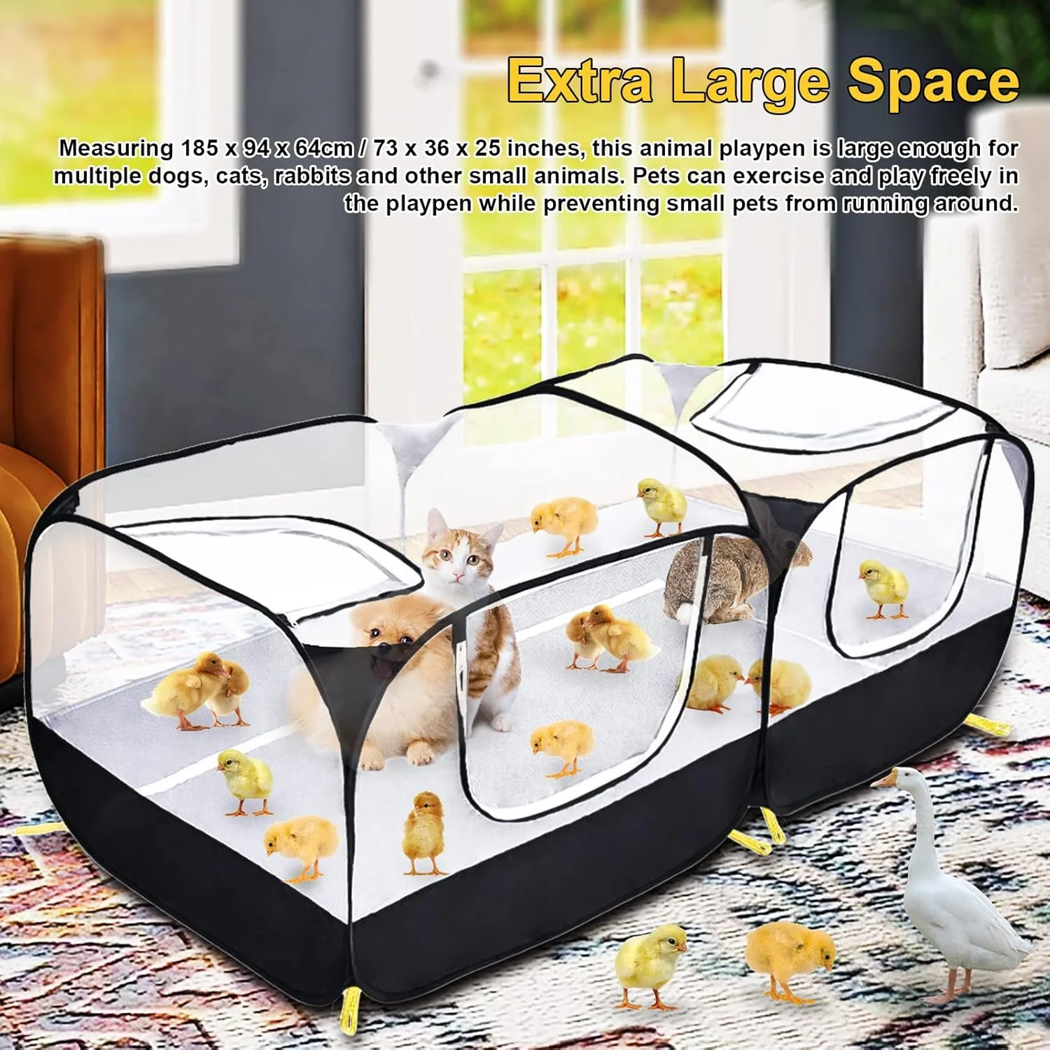 محوطه بازی حیوانات کوچک Coolty، قفس حیاط متحرک بزرگ تاشو، حصار حیاط مرغ برای توله سگ، بچه گربه، خرگوش، اردک، مرغ