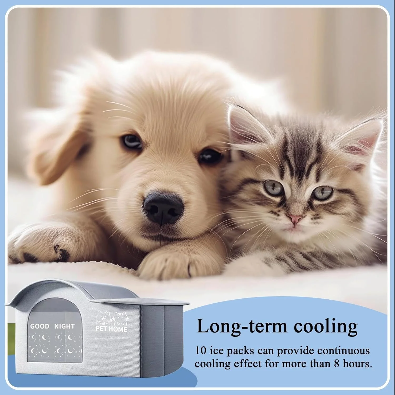 پناهگاه گربه در فضای باز، خانه حیوانات خانگی عایق بندی شده قابل حمل با بسته های یخ - سایه غار جادار قابل حمل عایق بندی شده برای گربه سگ های نژاد کوچک و بزرگ بالکن فضای باز
