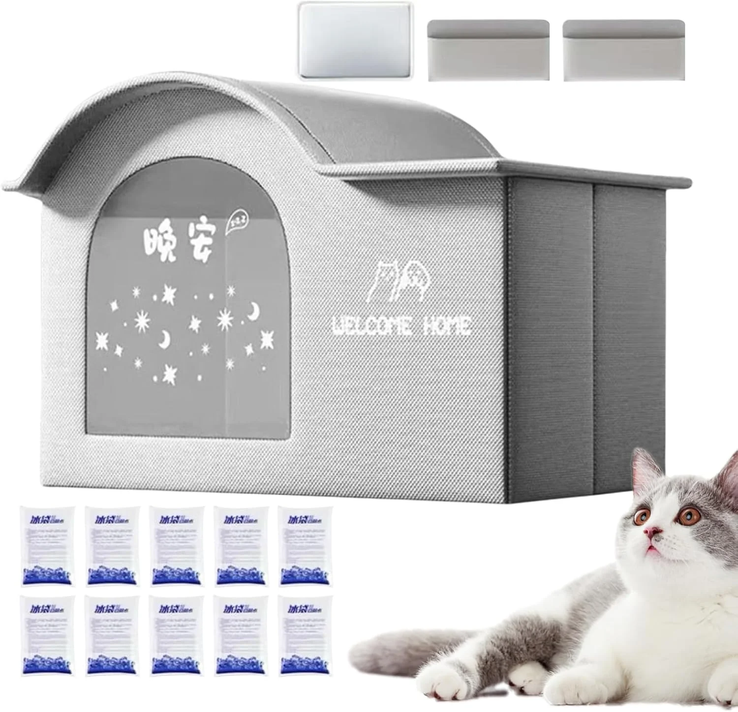 خانه خنک کننده سگ | لانه توله سگ، پناهگاه تهویه تاشو قابل حمل خنک عایق بندی شده برای گربه ها سگ ها حیوانات خانگی داخل خانه