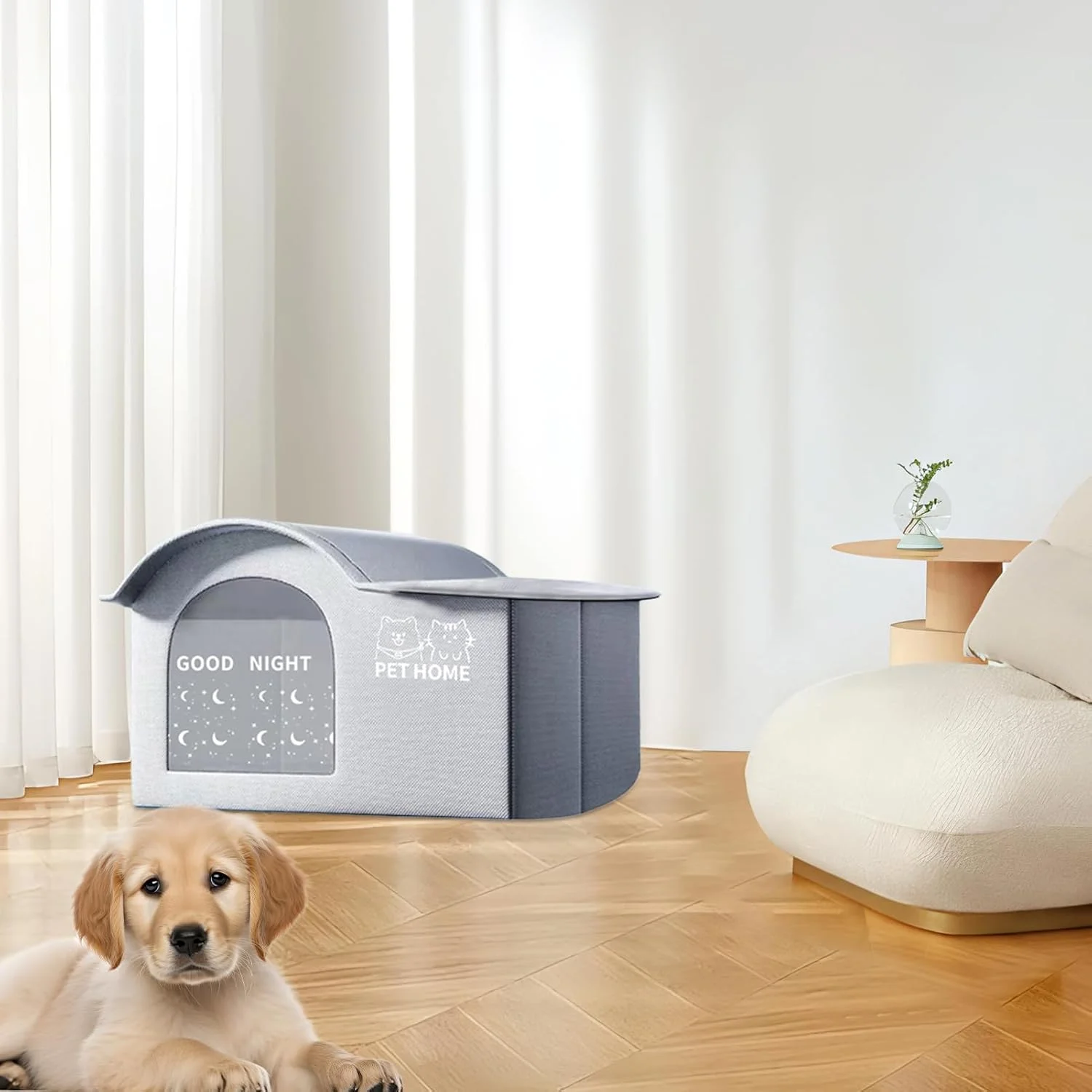 خانه سگ در فضای باز، خانه حیوانات خانگی عایق قابل حمل با بسته های یخ، غار تختخواب قابل حمل عایق برای اتاق نشیمن داخلی و خارجی، اتاق خواب، بالکن، ایوان